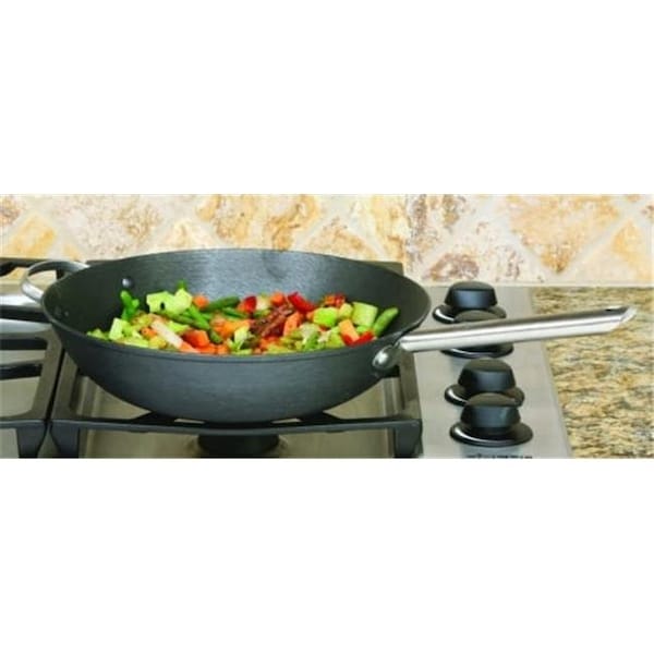 Bakebetter Chinese Wok 13 in. Cast Iron Lightweight Heat - Black - BA105087 - main